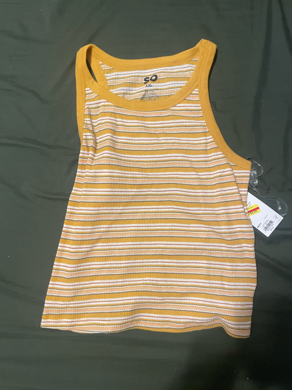 SO Yellow Striped Ribbed Tank Top